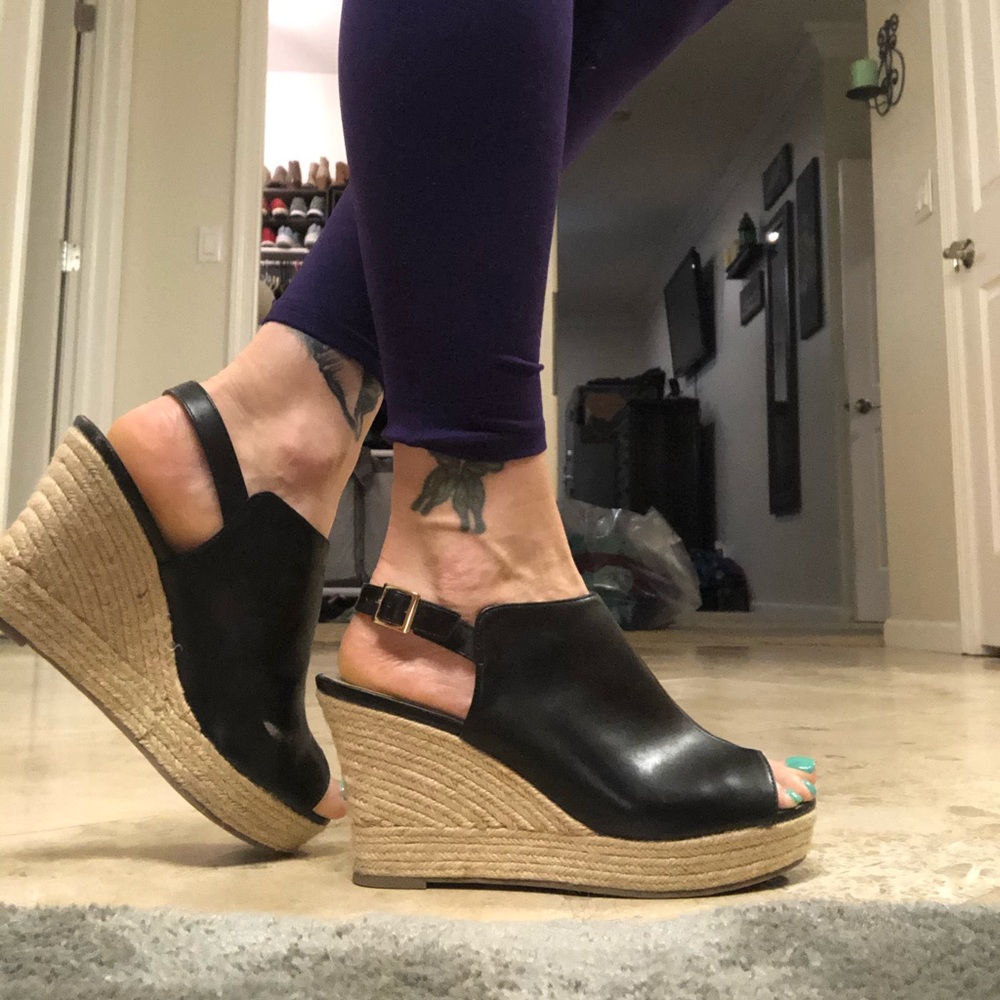 Cork bottom wedge sandals